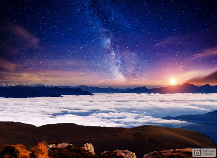 Фотообои Долины Валь Гардена при звездном свете